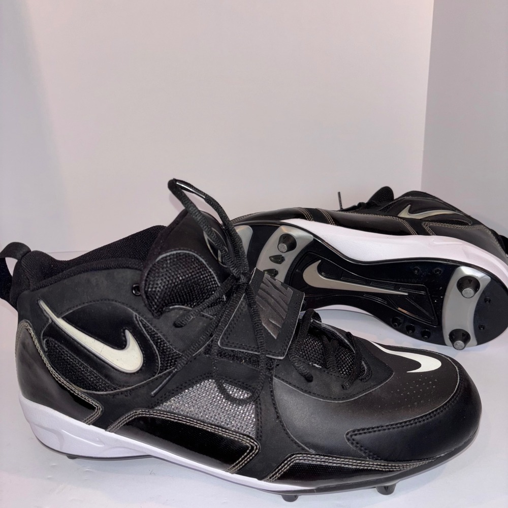 Nike Team Code D Football Cleats Black Men's Size 14 High Top Padded Strap Shoes